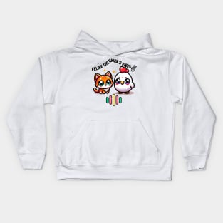 Feline The Chick's Vibes - Kitty and Chicken Kids Hoodie
